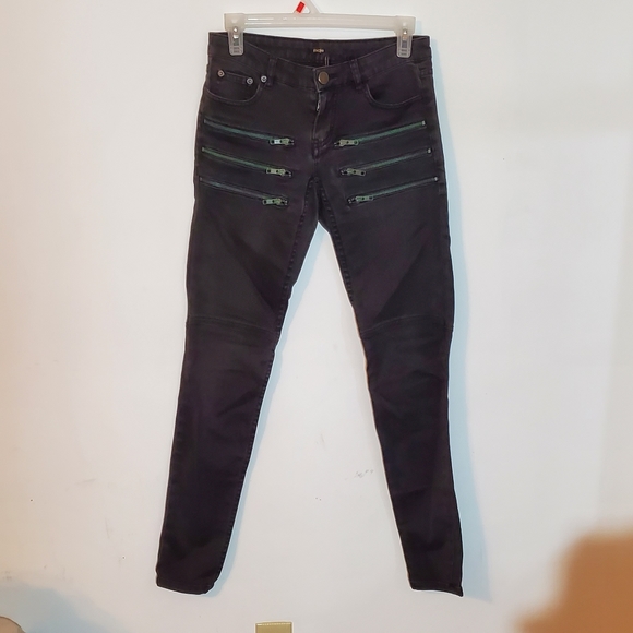 Maje Funky Black Low Rise Skinny Jeans with Zipper Accent Size 24 ~ Punk Rock - Picture 5 of 16